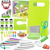 UPDOKIT 28 Pieces Kitchen Knives Set for Children, Knives Children with Tomato Knife, Wrinkle Cutter, Peeler and Kitchen Toy,