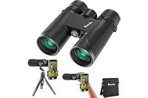 Kussla 12x42 HD Fernglas Erwachsene und Kinder, Fernglas mit Nachtsicht Wasserdicht Ferngläser Klein mit Stativ Smartphone-Adapter, Binoculars Kompakt für Vogelbeobachtung, Jagd, Wandern