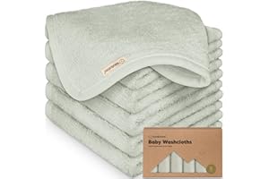 KEABABIES 6-Pack Lingettes en Bambou Bio pour Bébé - Douces, Enfants, Serviettes, Molleton, Visage (Dove)