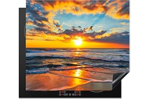 KitchenYeah© Copri Piano Cottura Induzione 60x52 cm Coprifornelli Fornello Proteggi Tutto per la Cucina Fornelli Spiaggia - Mare - Tramonto