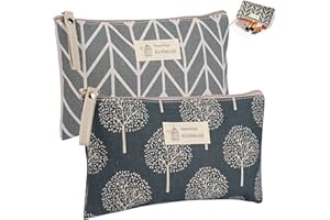 RAIRSKY 2 Piezas Bolsas de Maquillaje,Neceser Maquillaje pequeño con Cremallera,Multifuncional Bolsa Aseo Mujer,Bolsa de Cosméticos de Lona Ideal para Salidas, Viajes, Vacaciones, Fitness Gris