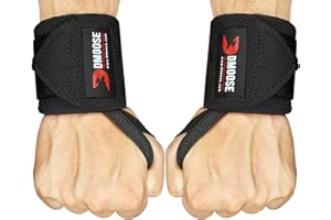 DMoose Fitness Bande Poignet Musculation - Protège Poignet, Poignet de Force, Sangle Musculation, Qualité Supérieure, Velcro Fort, Boucles de Pouces, Couture Double 18" & 12" Femmes et Hommes
