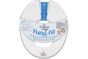 Pourty Réducteur de toilettes flexible (pingouin blanc/gris) réglable pour s'adapter en toute sécurité à une large gamme de sièges de toilettes.