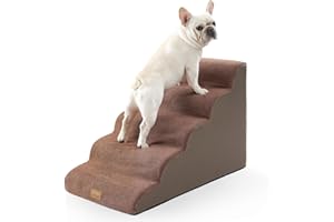 COZY KISS Breite Hundetreppe, kleine Haustiertreppe mit auslaufsicherer Abdeckung (Schokoladenbraun, 83x50x57cm, 5.0)