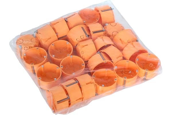 Meister Ihålig väggdosa infälld – 45 mm djup – orange – 25 stycken – Ø 68 mm fräshål – för installation av strömbrytare och uttag/kopplingsdosa/kopplingsdosa/hålvägg-enhetsdosa/7464140