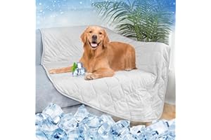 Rywell Kühldecke für Hunde und Katzen, Selbst Kühlende Hundematte Arc-Chill Q-Max>0.5, Sommer maschinenwaschbar Haustierdecke, Hundematte schützt Bett und Sofa -Grau -L 101 * 153CM