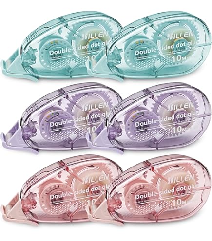 6 Rotoli Nastro Biadesivo Trasparente - 8mm X 8m, Dispenser Per Craft, Scrapbooking E Regali - Foto 4