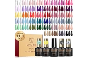 ROSALIND Esmaltes Semipermanentes Para Uñas, 48 Piezas Blanco Rosa Morado Amarillo Naranja Rojo Colores Esmaltes Semipermanente Azul Verde Marrón, UV/LED Mini Pintauñas Semipermanentes Nail Art Regalo