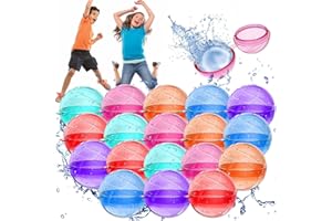 Pfloge Globos de Agua Reutilizables 18 Piezas, Globos de Agua Llenado Rapido, Bolas Agua Rellenables de Colores de Silicona, Juguetes Piscina, Juegos de Agua