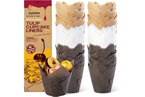 katbite Tulip Cupcake Liners 200PCS, Muffin Baking Cupcake Liners Holders, Baking Cups, Cupcake Wrapper for Party, Wedding, Birthday, Christmas Cupcake Liners