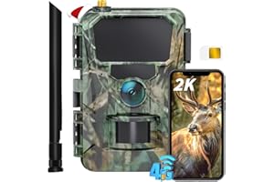 CEYOMUR 4G LTE Cámara Caza con Tarjeta Sim, 2K 48MP Visión Nocturna Activación por Movimiento Control App, Camara Fototrampeo con Disparo de 0,2s, Almacenamiento en La Nube/TF, Impermeable IP66