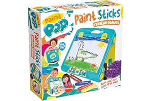 Paint Pop - Creation Station Portable Table Top Easel for Kids - Foldable for Storage, Double Sided with Wipeable Whiteboard - Includes 6 Paint Sticks, Duster and Paper Clips