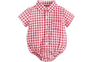 Småbarn, nyfödda, pojkar, kortärmad, lapptäcke, rutig skjorta, sparkdräkt, bodysuit, outfit för baby, flicka
