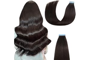 ‎AGMITY AGMITY Tape Extensions Echthaar, Natürliches Schwarz 20 Stück 40 g/Packung 35cm Remy Seidig Gerade Invisible Echthaar Extensions Tape in(35cm #1B Natürliches Schwarz)