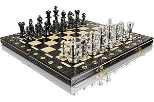 Master of Chess Scacchiera in Legno 41 cm - Fatto a Mano Scacchiera Portatile - Grandi Set di Scacchi Pieghevoli per Bambini e Adulti - Pezzi Staunton NO.6 in Plastica