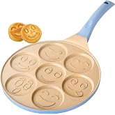 Erreke Non-stick Pancake Pan with Caritas Design, Induction | Frigideira Pancakes. Double layer. Soft touch handle. 7 Pancake