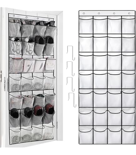 Ruimtebesparend Opbergen 2 Stuks Schoenenorganizer Hangend – Voor Achter De Deur, Gaasvakken, Grijs, Ruimtebesparend Ruimtebesparende Schoenenkast