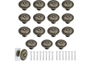 MLCZWT 15 Pièces Bronze Couleur Bouton D'armoire Vintage, 24 mm Boutons D'armoire avec Vis, Poignée de Meuble Ancien, Outons de Pacard Vintage, pour Tiroir, Cuisine, Salle de Bain, Armoire, Commode