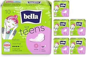 ‎BELLA bella for Teens Ultra Binden Relax | dermatest EXCELLENT | ultradünne Binden Für Teenager im 6er Pack (6 X 10 Stück) | mit Flügeln und Frischeduft
