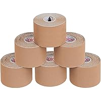 ALPIDEX 6 Rollen Kinesiologie Tape 5 m x 5 cm E-Book Anwendungsbroschüre Elastisches Tape Set, Farbe:hautfarben