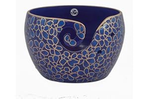 HIND HANDICRAFTS Supporto per ciotola di filato portatile in alluminio con finitura metallizzata, per lavori a maglia, uncinetto, regalo di Natale, artigianato posteriore (15,2 x 15,2 x 10,2 cm, blu)