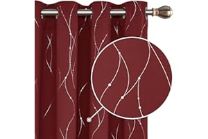 Deconovo Zasłony zaciemniające z oczkami, zasłony do sypialni, zasłony nieprzezroczyste, 229x117 cm (wys. x szer.), czerwone, 2 szt.