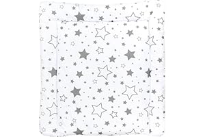 TupTam Matelas à Langer à Motifs pour Bebe Filles et Garçons, Gris/Galaxy, 70 x 60 cm