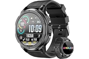 OUKITEL Reloj Inteligente Hombre, Smartwatch Hombre 1.43" AMOLED con Llamadas Bluetooth, IP68 Impermeable, 100+ Modos Deporte Pulsómetro Presión Arterial Monito de Sueño, Android iOS