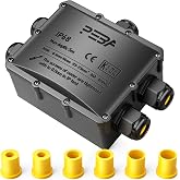 PEBA&reg; IP68 Waterproof Junction Boxes, Waterproof Cable Connector,5-Way Outdoor Cable Connector Junction Box, Suitable for Cab