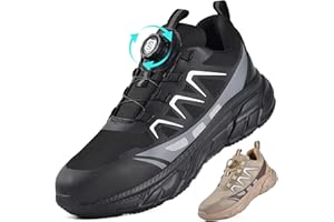 JACKSHIBO Steel Toe Cap Trainers Safety Trainers Men Womens Lightweight Puncture Resistant Safety Shoes Non Slip Work Trainers Shoes