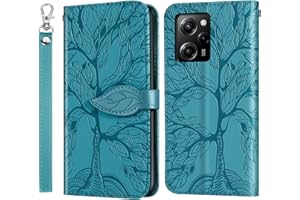 Rostsant Funda para Xiaomi Poco X5 Pro/Redmi Note 12 Pro 5G Árbol en Relieve Carcasa de Cuero PU Poco X5 Pro Cartera Funda Móvil para Xiaomi Redmi Note 12 Pro/Xiaomi Poco X5 Pro 5G - Azul