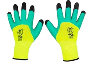 TOP GARDEN Guanti per Giardinaggio. Guanti da Lavoro con Triplo Rivestimento e Impermeabili. 3 Paia. (L)