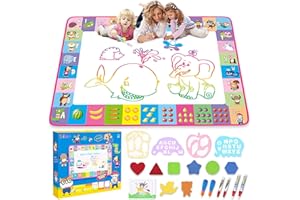 TAILMEI Water Doodle Mat,Kids Painting Writing Color Doodle Drawing Mat Toy Bring Magic Pens Educational Toys for Age 2 3 4 5 6 7 Year Old Girls Boys Age Toddler Birthday Gifts