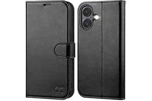 OCASE iPhone 16 Hülle Handyhülle Premium PU Leder, Kartenfach Standfunktion, RFID Schutzhülle, Klapphülle Handytasche Lederhülle Kompatibel für iPhone 16 6,1 Zoll Schwarz