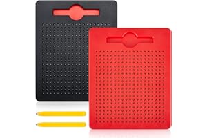 Faccito 2 Petites Tableaux à Dessin Magnétiques Tablette Magnétique avec Stylo Planche Magnétique à Bille en Acier Tableau de Griffonnage Magnétique pour Enfant Cadeau Éducatif(Noir, Rouge)