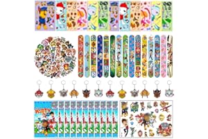 Seamart Mitgebsel Kindergeburtstag, 100 Stück Patrol Party Mitgebsel Set, Geschenktüten, Schlüsselanhänger, Schnapparmband, Aufkleber, Puzzlesticker, Tattoo-Aufkleber, Party Dekoration für Kinder