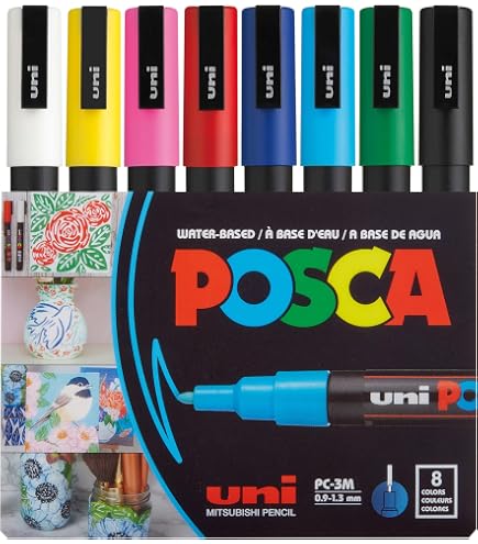 POSCA Marker PC-3M Feine Rundspitze – Himmelblau, Wasserbasiert, Für Alle Oberflächen, Deckend, Aquarellierbar