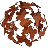 RM E-Commerce Gartendeko Rost Kugel Schmetterlinge, Gartenkugel Edelrost, Deko Metallkugel Rostoptik, Dekokugel (19 cm)