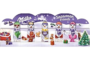 ‎MILKA Milka Snowman Friends Alpenmilch – Mini-Schoko-Schneemänner aus zarter Alpenmilch-Schokolade – 5 x 15g
