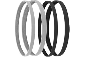 Sibba Elastic Sports Headbands 4 Packs Athletic Exercise Sport Football Non-Slip Silicone Grip Thin Headpiece Mini Sweatband Headwear Yoga Outdoor