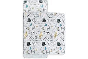 Jay Franco Colchoneta para Siesta Infantil Plegable Star Wars, Saco de Dormir Infantil Tipo Manta de Star Wars con Almohada para guardería y Fiestas