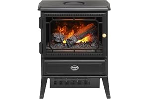 Dimplex Gosford Optimyst Water Vapour Electric Stove Fire, Real Flame Effect, Black Fireplace, Log Fuel Bed, 1000W/2000W Fan Heater, Adjustable Thermostat, Remote Control