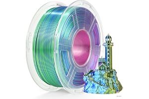 TECBEARS Jedwabny filament PLA 1,75 mm 1 kg, jedwabny trójkolorowy filament PLA drukarka 3D, z jedwabiście gładkim wykończeniem, dokładność wymiarowa +/- 0,02, szpula 1 kg, niebiesko-zielony jedwab