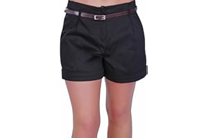 Eyecatch - Cuba Ladies Belted Shorts Womens Smart Turn Up Hot Pants