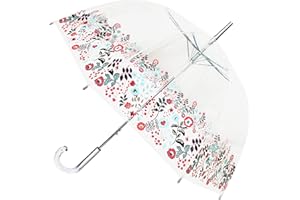 SMATI Damska przezroczysta parasolka bąbelkowa ozdobiona wielokolorową koronkową obwódką w kwiaty - Wiatroszczelna; Automatyczne otwieranie; Uchwyt w stylu kryształowym; Francuski design. taglia unica