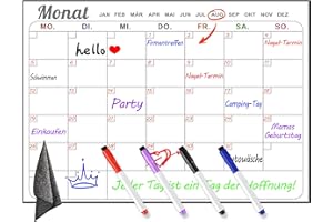 GROOHAFY Magnetisch Monatsplaner Wochenplaner Abwischbar Whiteboard Kalender Magnettafel Kühlschrank auf Deutsch Familienplaner Monatskalender Planungstafeln Stundenplan To Do Liste (40cm x 30cm)