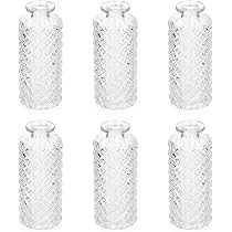 6 Stück Kleine Glasvasen Set, 13 Cm Hoch, Transparent Mit Riffelung – Vintage Tischdeko Für Blumen & Deko