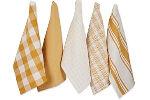 DII Everyday Basic Kitchen Collection Großes Geschirrtuch-Set aus gewebter Baumwolle, Honey Gold, 18x28, 5