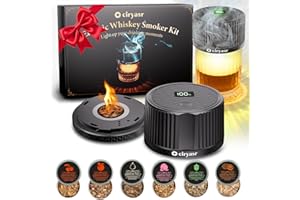 Whiskey Smoker Kit, CIRYASR Cocktail Räucherset Elektrisch ohne Butan mit 6 Flavors Holzspänen, RGB Licht, Bourbon Whiskey Geschenk für Männer Vater Ehemann (Cocktail Smoker Kit)