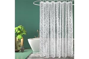 EURCROSS Shower Curtains Mould Proof Resistant, EVA Waterproof Heavy Duty Bathroom Curtains with 5 Magnets, 180 x 180 cm, Cobblestone